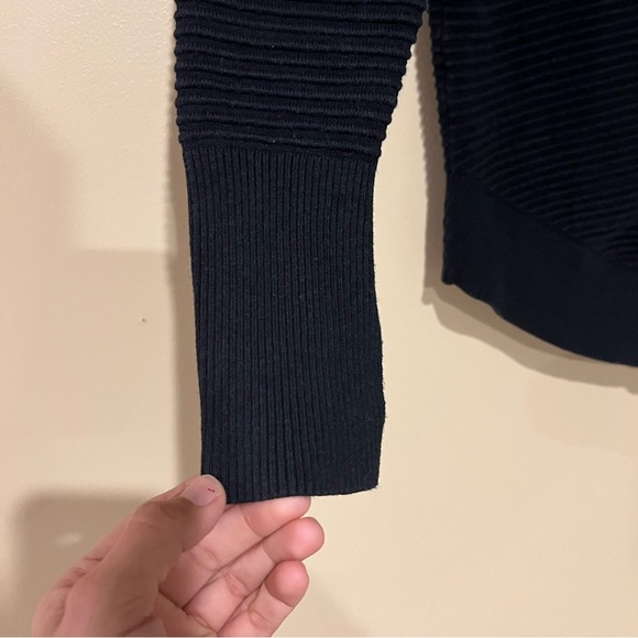 Offline By Aerie Home Stretch Quarter Zip Black Ribbed Size XS Oversized - Picture 7 of 11
